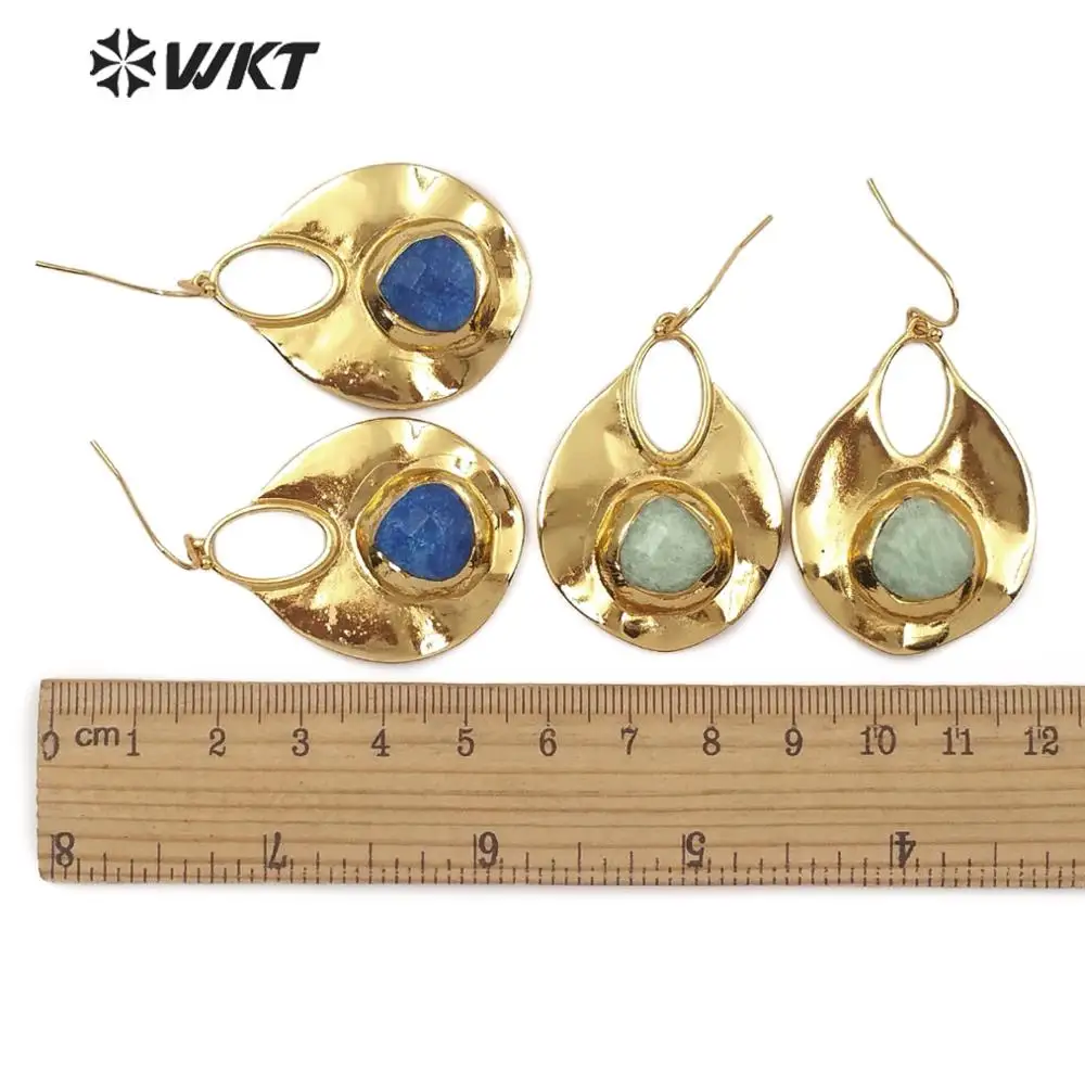 Серьги BOHO женские натуральные нефриты в форме слезы с драгоценными камнями