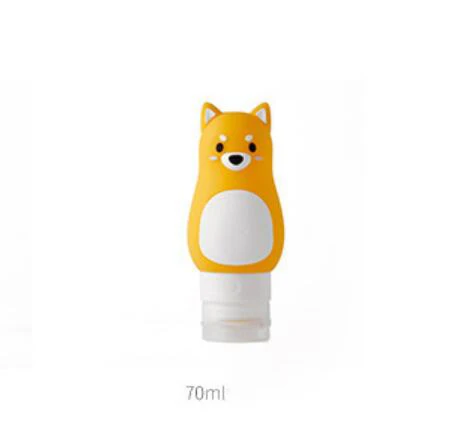 Shiba Inu 70ml Мультяшный мини Силиконовый гель портативный диспенсер для мыла дорожный флакон для шампуня 50 мл 70 мл 90 мл бутылка для жидкого мыла милые формы животных - Цвет: Shiba Inu 70ml