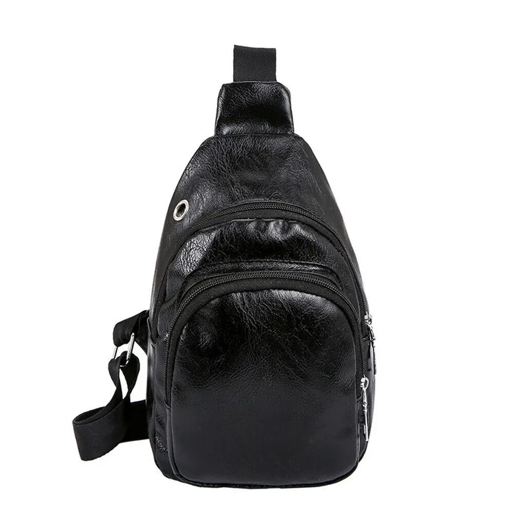 Classic suspenders men's chest bag outdoor leisure pochete travel PU leather canta shoulder | Багаж и сумки