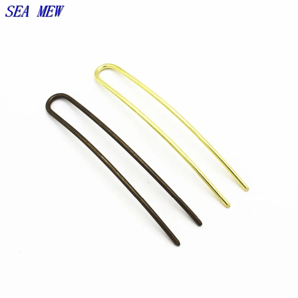 SEA MEW 10 шт. 100 мм* 3 мм палочки для волос медь 7 цветов с покрытием U формы шпильки для волос установка Пустой Базы для женщин DIY Изготовление ювелирных изделий