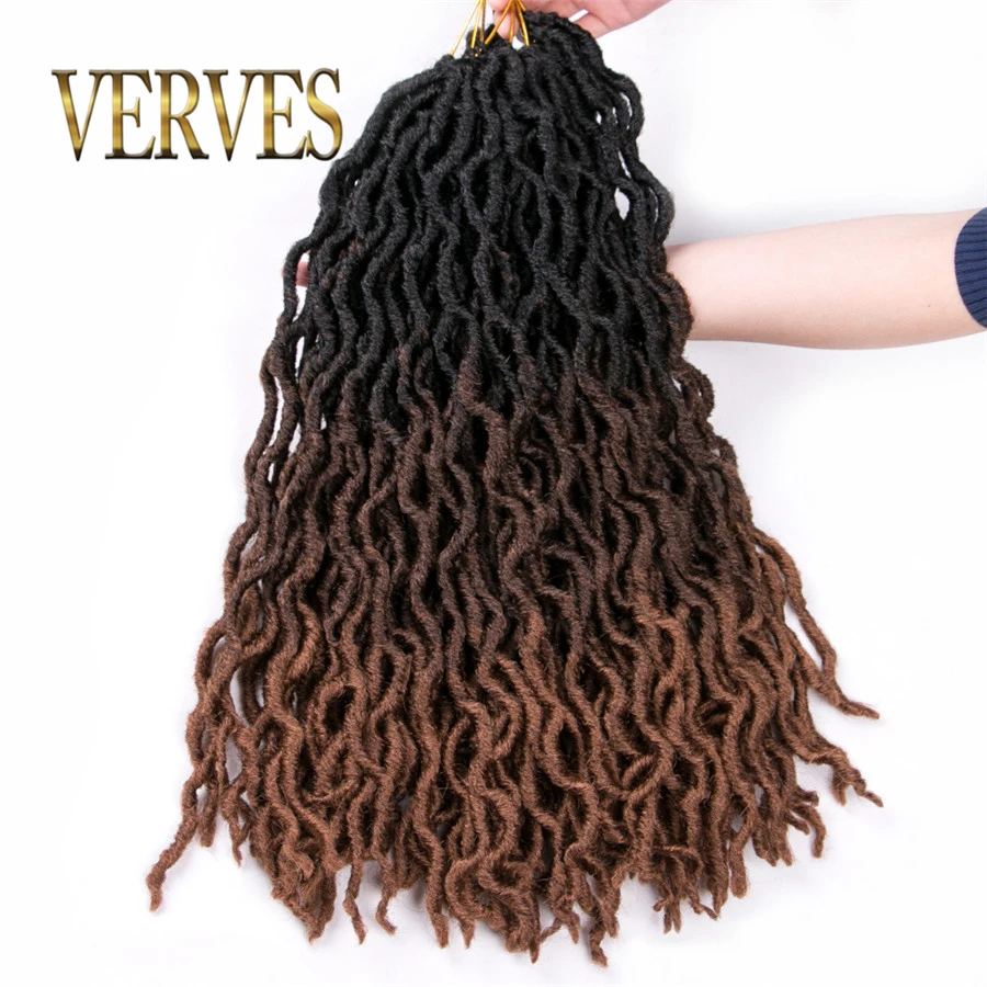 

VERVES Ombre Faux Locs Curly Synthetic Hair 20 inch 24 Strands/Piece Crochet Braids Dreadlock hair Extensions Pure Black