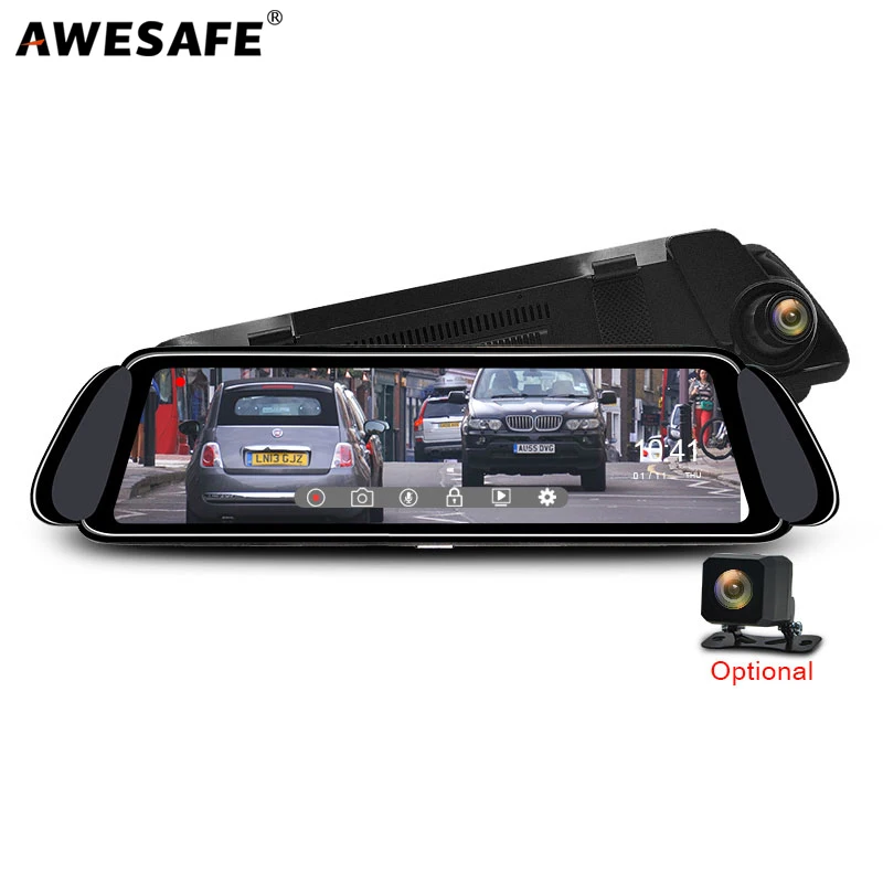 AWESAFE 10 &quotВидеорегистраторы для автомобилей поток тире Камера зеркало заднего