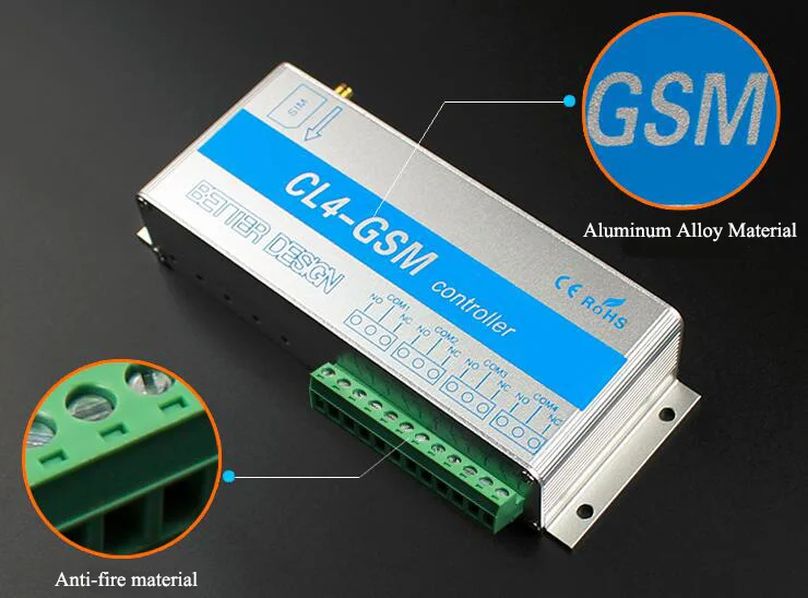 GSM приемник и переключатель для открывания ворот 4 Реле Выход GSM гаражные ворота CL4-GSM GSM переключатель SMS контроллер