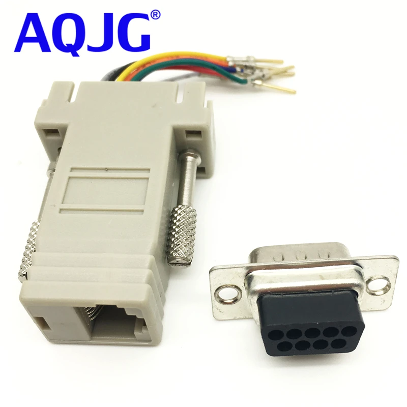 1 шт. RS232 DB9 штекер к RJ45 гнездовой разъем адаптер com LAN 232 db9 AQJG|db9 female connector|db9 male connectordb9