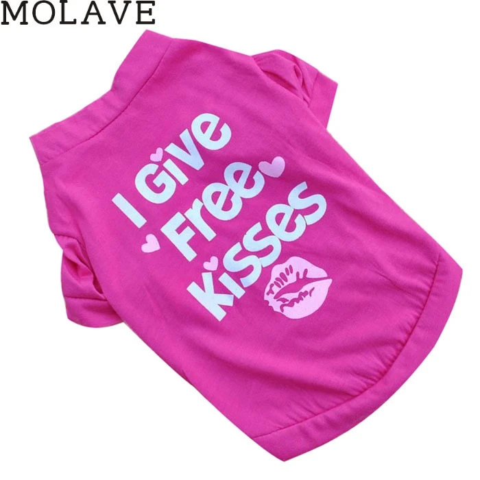 Hot Pink Molave дома существенно Мода Собака милого кота я даю бесплатно поцелуи футболка одежда жилет Летнее Пальто Пагги костюмы - Цвет: Hot Pink