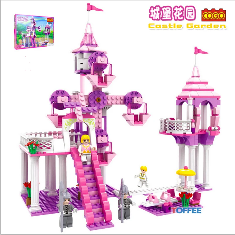 Cogo Принцесса замок игрушка принцесса розовый строительные блоки девушка