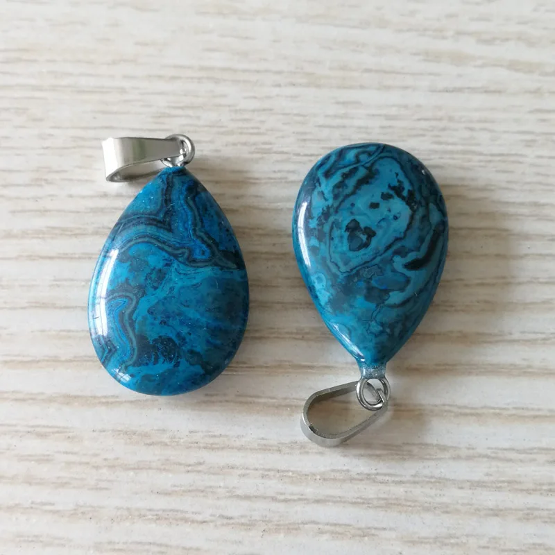 

Fashion Blue Onyx stone pendant charms Crystal water drop Point Pendants for Necklace jewelry Wholesale 50Pcs Free shipping