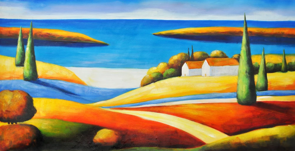 Бесплатная доставка картины ручной росписи красивый морской пейзаж искусство на