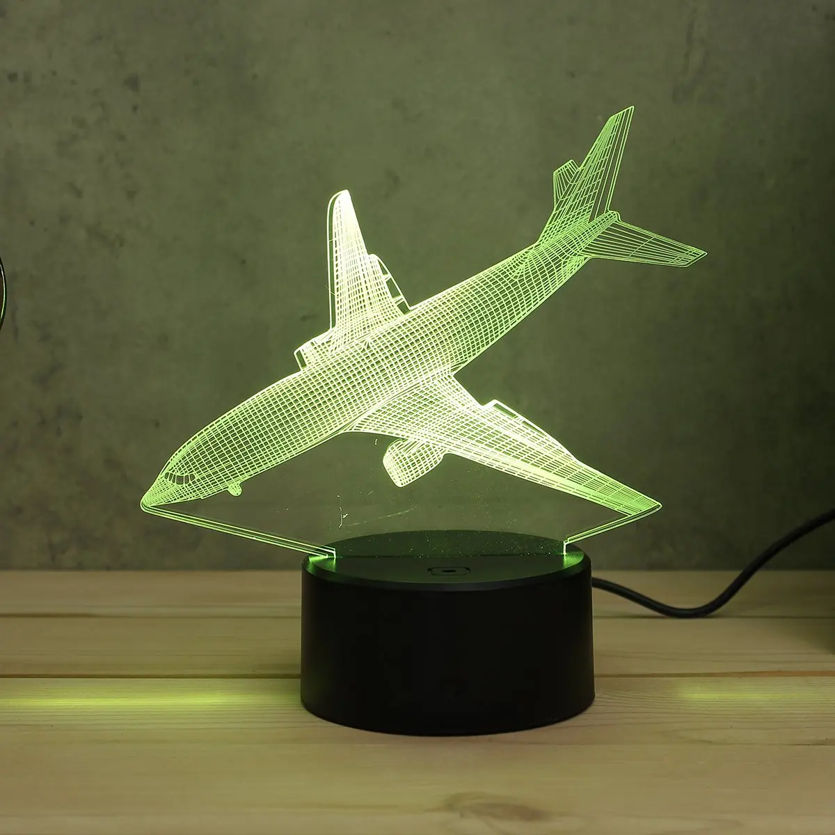 7 цветов самолет акриловый светодиодный 3D светодиодный ночник игрушечный светильник Воздушный самолет ночник сенсорный Настольный светильник DC5V для детей Рождество