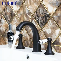 jieni orb 3 pcs bathroom basin sink faucet ceramic handle spray spout hose orb black bathtub brass mixer faucet tap