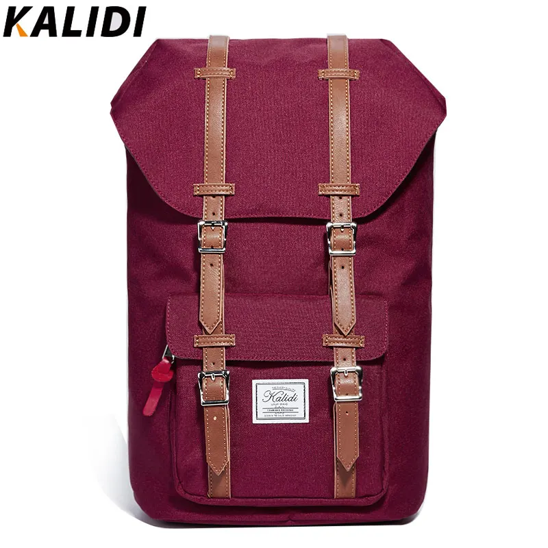 6066Red Leather Kalidi Для мужчин рюкзак для подростков школьный рюкзак Для мужчин Дорожная сумка Повседневное рюкзак 17 дюймов ноутбук рюкзак для mackbook 15.6/ 17.3 рюкзак мужской рюкзак женский рюкзак школьный - Цвет: 6066Red Leather