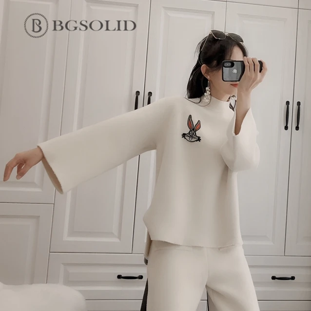 BGSOLID осенне зимний Повседневный женский шерстяной комплект из двух предметов