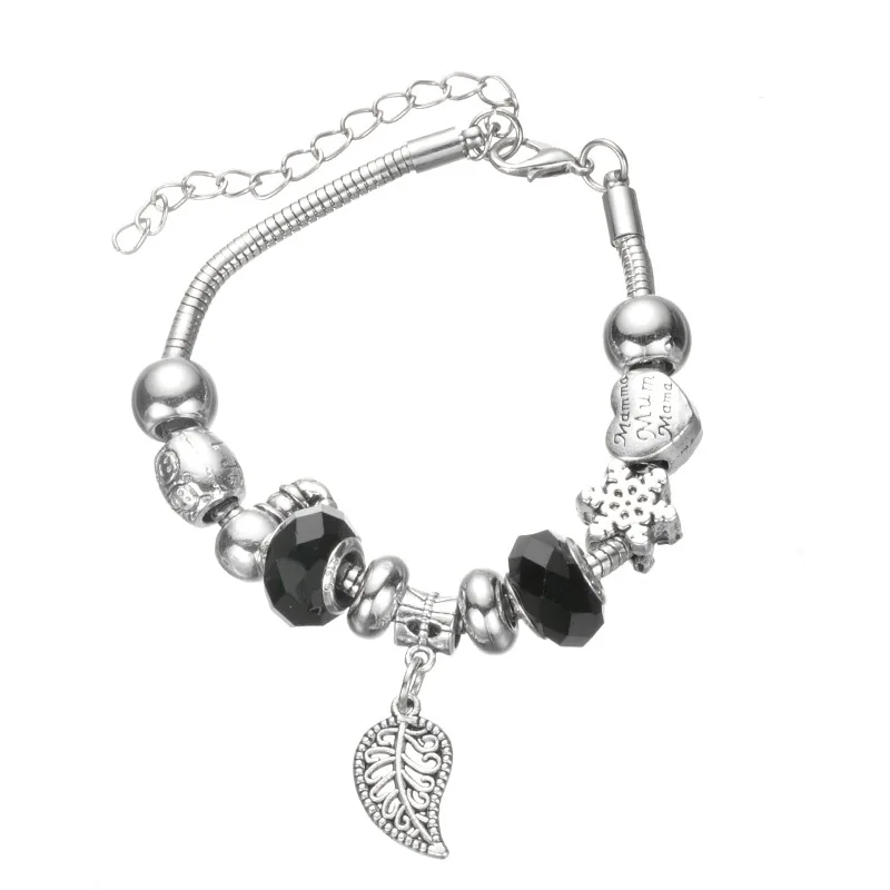 2017 Европейский кристалл очарование листьев Браслеты для Для женщин с DIY Стекло