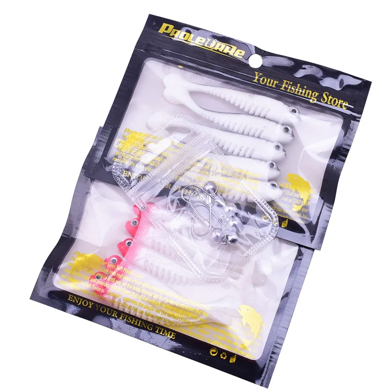 Proleurre Jig head Hooks silicone fishing soft lure Artificial T tail rubber Lures kit Wobblers Shad Bass baits Fishing Tackle