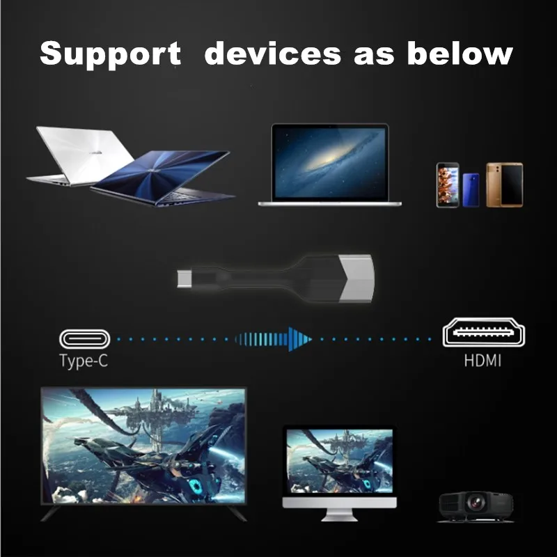 Шт. оптовая продажа 5 шт. Тип C к HDMI К 4 конвертер мобильный телефон/ПК Подключение