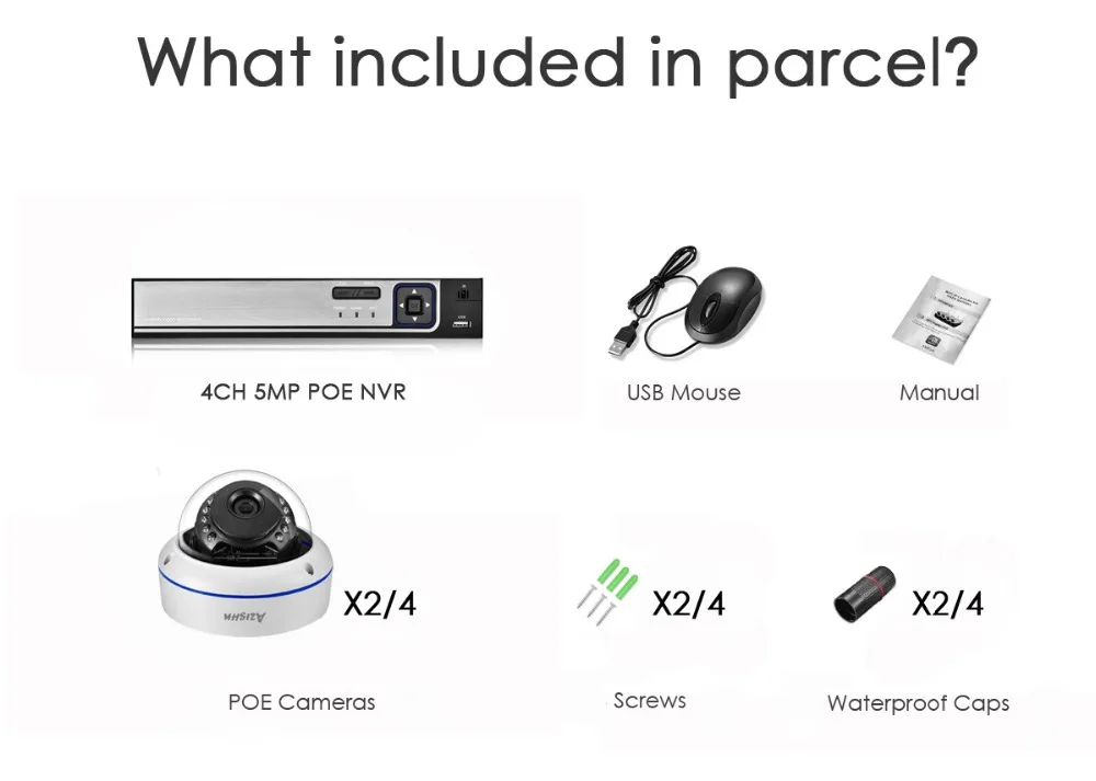 AZISHN H.265 5MP POE CCTV система безопасности 5.0MP NVR Взрывозащищенная аудио ip-камера P2P Onvif ИК ночного наружного наблюдения комплект