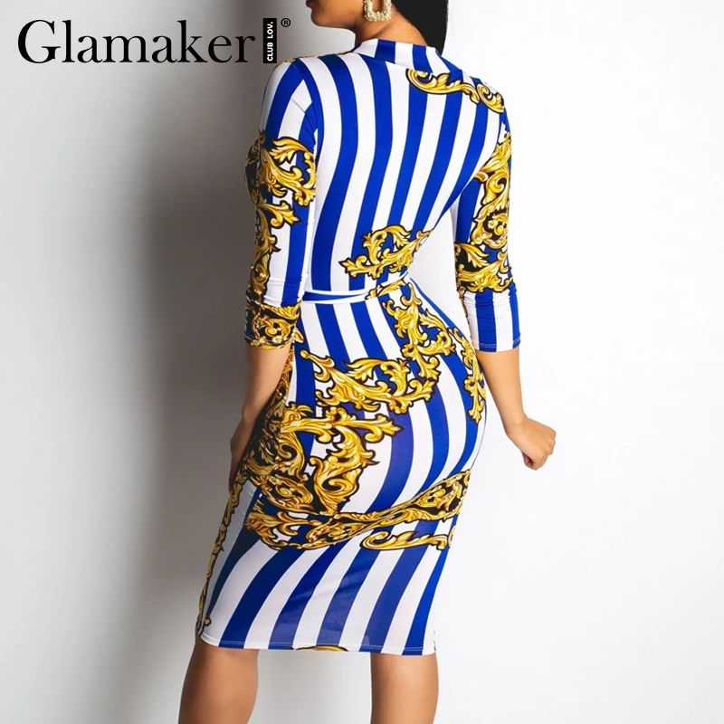 Женское облегающее платье Glamaker летнее элегантное в полоску с поясом на шнуровке