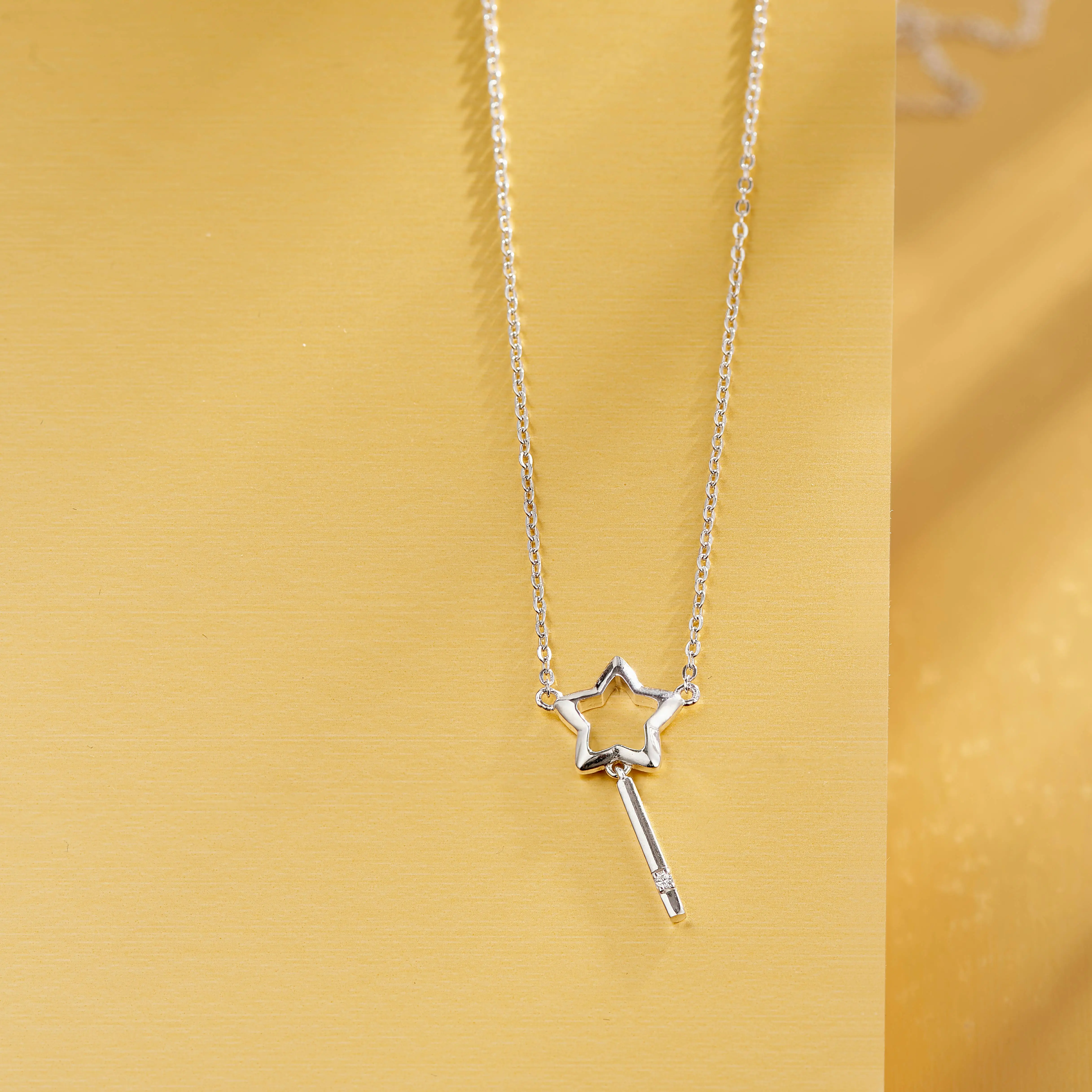 Блестящее милое ожерелье с звездой серебро 925 модные подвески ювелирные изделия