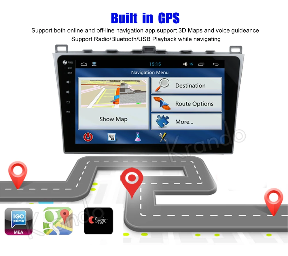 Автомобильная Gps навигационная система Krando Android 8 1 10 дюйма (без dvd) для Mazda 6 2008 2012