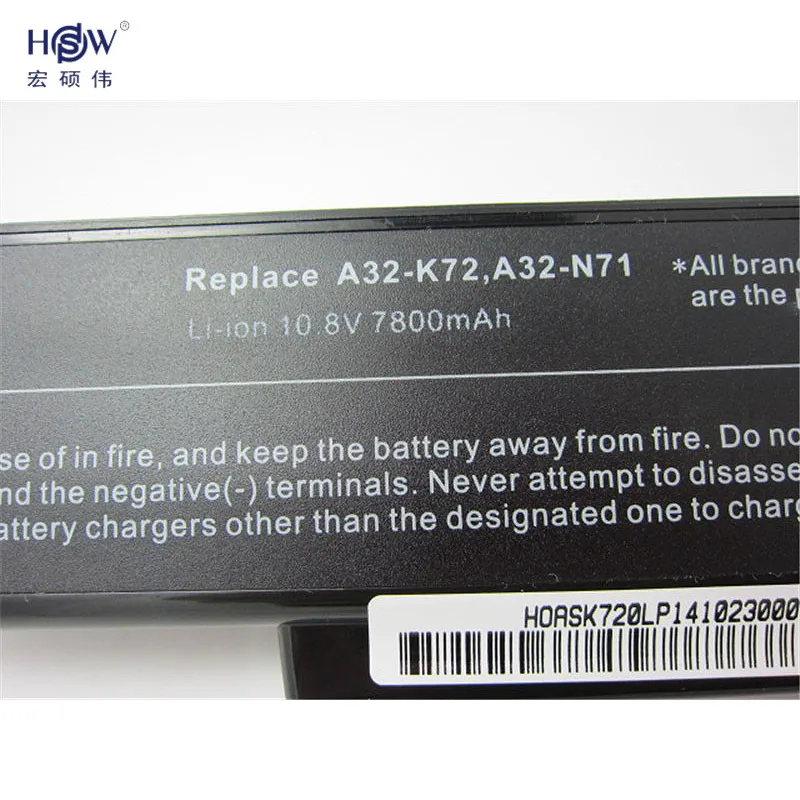 HSW Новый 9 Сотовый A32-K72 Аккумулятор для ноутбука ASUS N71 N71JA N71JQ N71JV N71V N71VN N71YI N73 N73JF N73JG