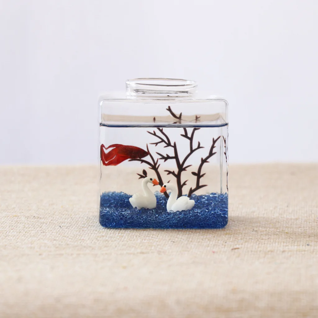 Стеклянный мини аквариум Betta 1 шт. настольное украшение для аквариума растений