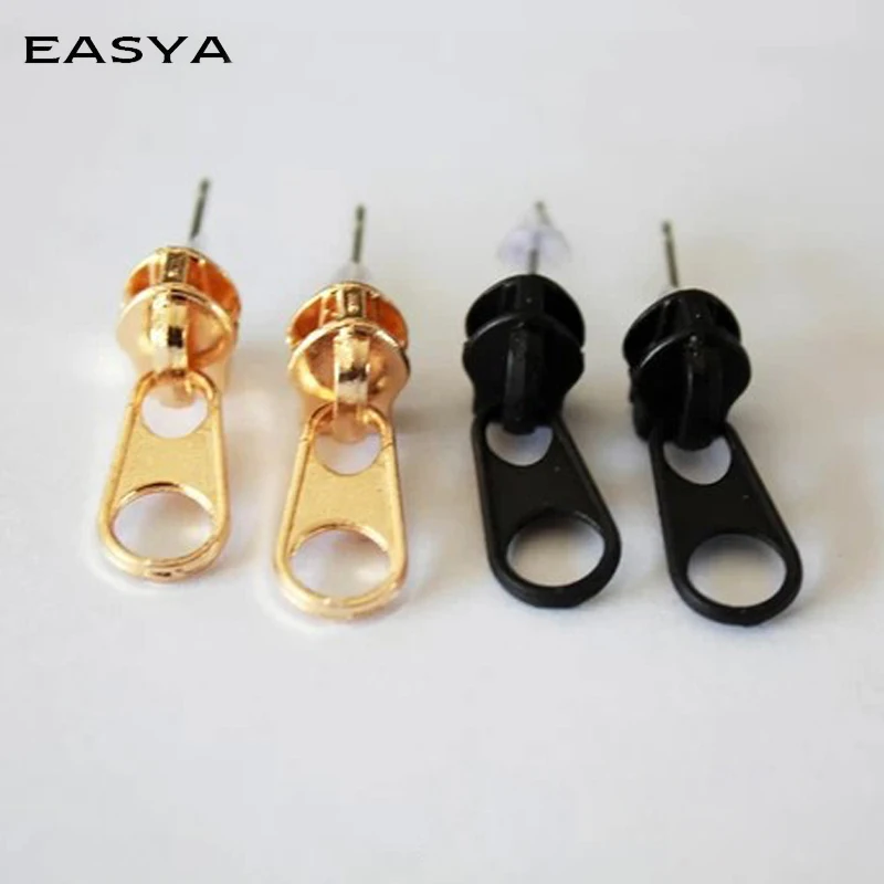 EASYA Творческий Fun молнии серьги стержня Оптовая Продажа геометрический Punk Pendientes