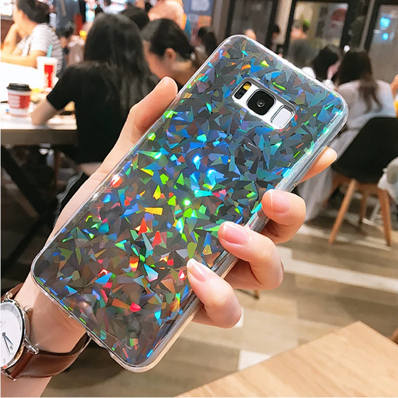 Yhbbcases Лазерная Радуга блестками Мягкий чехол для Samsung Galaxy S8 S9 Plus модные блестящие