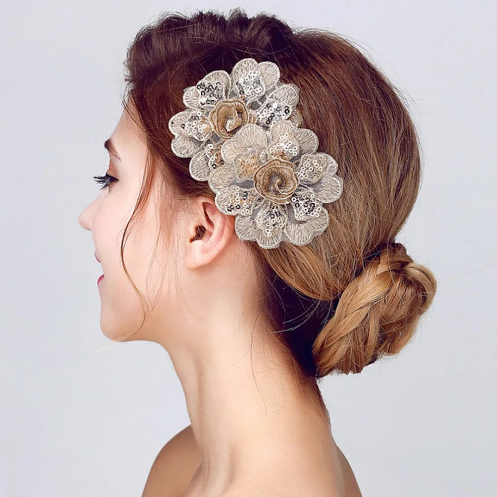 1 Piece Bridal Wedding Hair Jewelry Lace Flower Sticks Women Party Dress Accessory Bride Headwear | Украшения и аксессуары