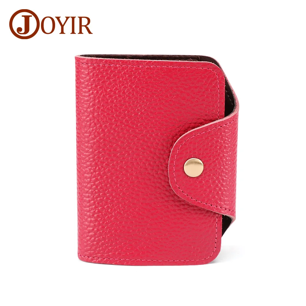 JOYIR Card Holder Wallet RFID Women Genuine Leather 11 Bits Card Case Business Credit Card Holder Card Wallet Clutch Handbag - Цвет: Rose Red