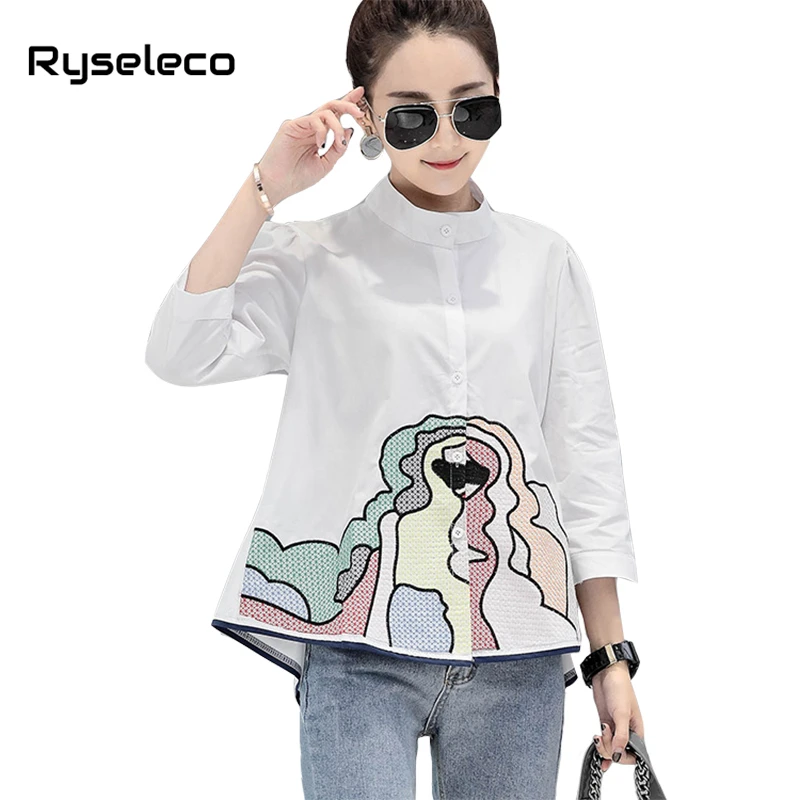 Асимметричная Повседневная Женская блузка с длинным рукавом свободная рубашка