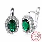 Серьги-кольца женские Овальные с белымизелеными кристаллами