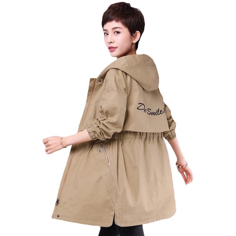 Длинный тренчкот для женщин весна осень размера плюс свободная верхняя одежда