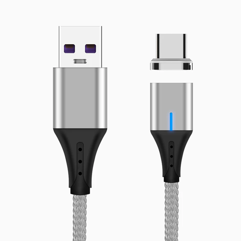 1 м Магнитный кабель type C 5A супер быстрая зарядка нейлоновый Плетеный USB-C Магнитный кабель для зарядного устройства для huawei mate 20 X P20 Pro Xiaomi