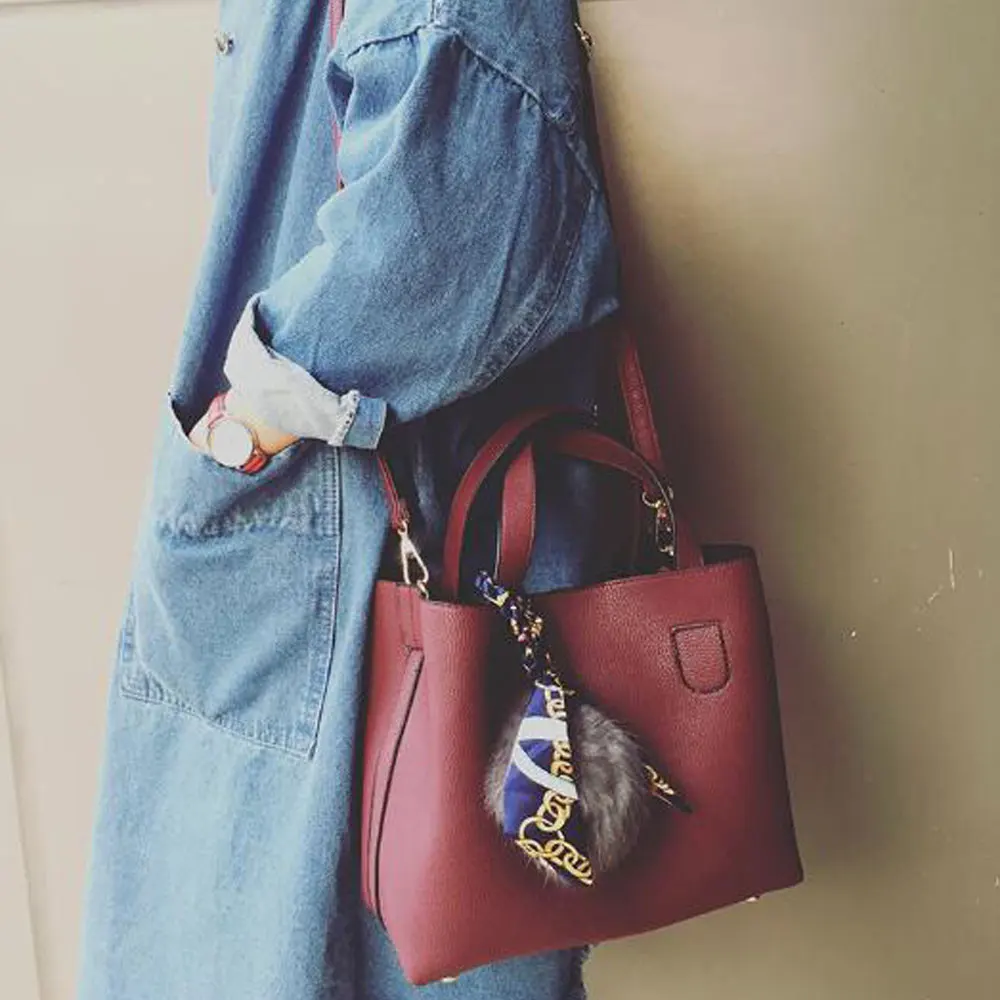 women bag fashion handbags pu leather hand 2 pcs female shoulder girls casual shopping A1478 | Багаж и сумки