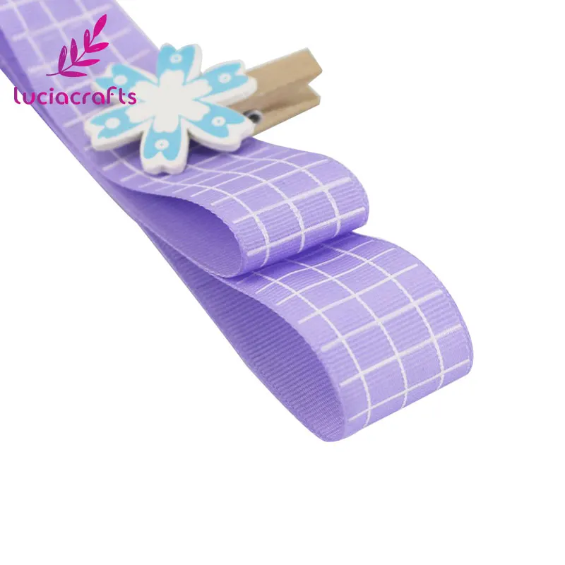 Purple 5y Lucia crafts 5 ярдов/6 ярдов " 25 мм Печатная корсажная лента ручной работы бант для волос материалы для упаковки и шитья аксессуары S0703 - Цвет: Purple 5y