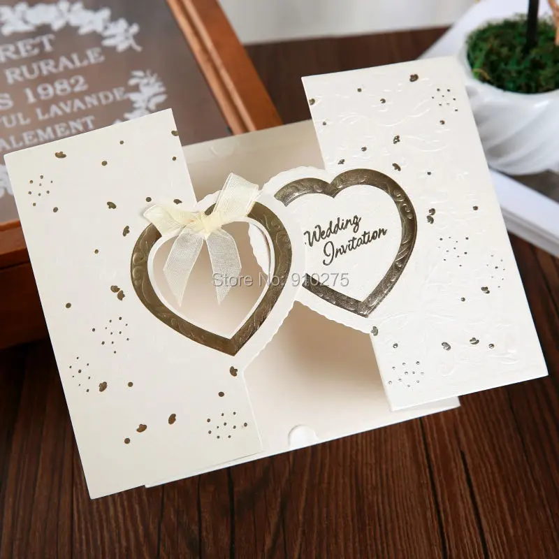 50 шт. лазерная резка сияющее сердце любовь свадебные приглашения Роскошные