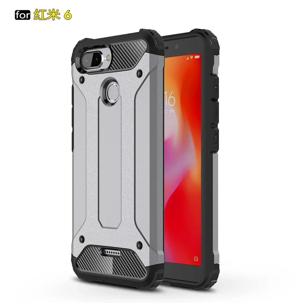 Silver Gray Противоударный защитный чехол 5,45 для Xiaomi Redmi 6 Чехол для Xiaomi Redmi 6 Redmi6 чехол-лента на заднюю панель - Цвет: Silver Gray