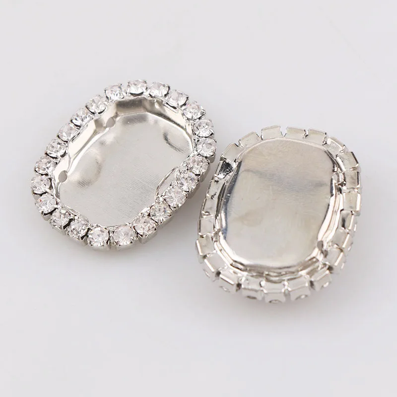 Прямоугольник Octagon пришить пустой коготь с кристальными пуговицами короткое