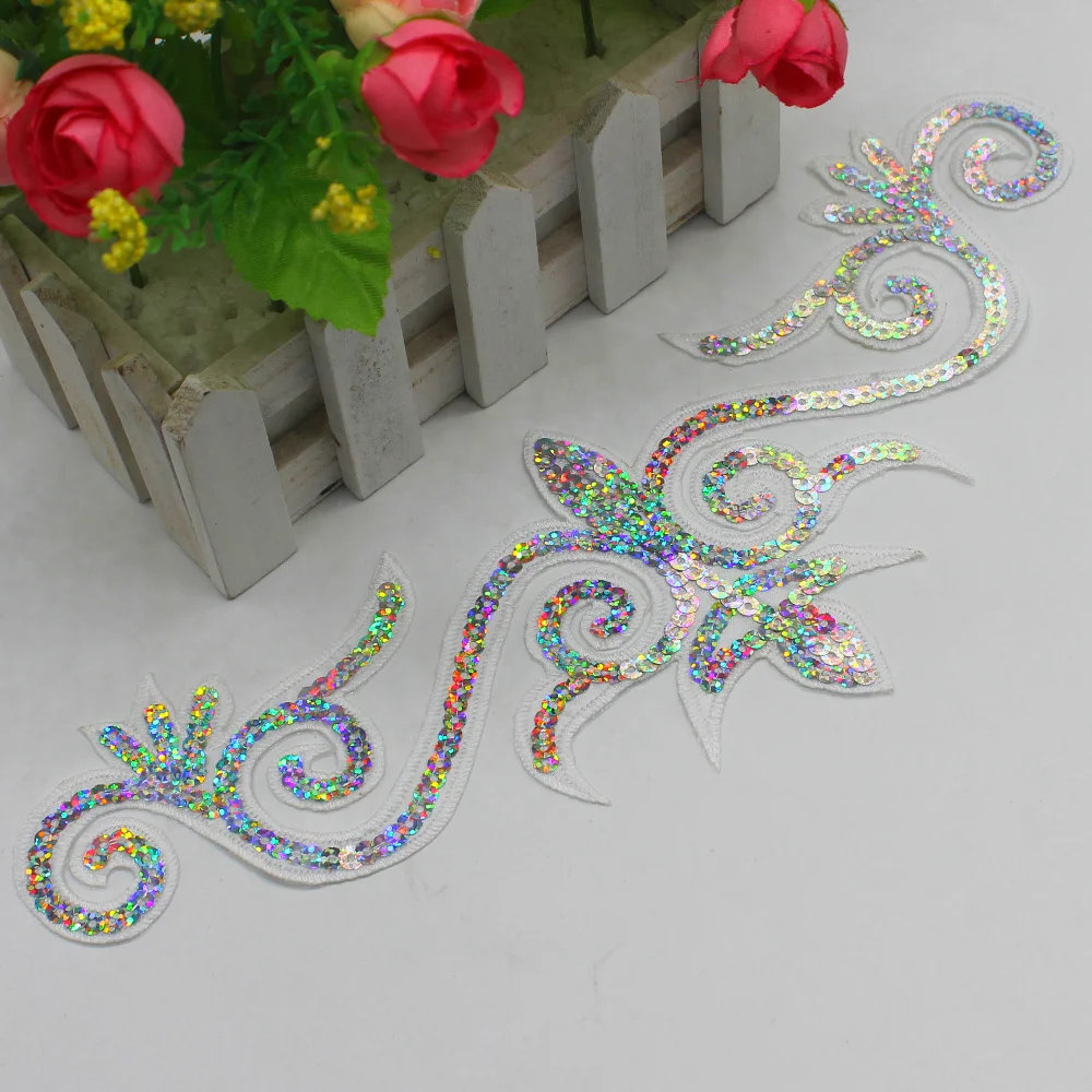 1 шт. патчи для волос с блестками 30 х10 см|sequin flower applique|flower appliqueflower trim |
