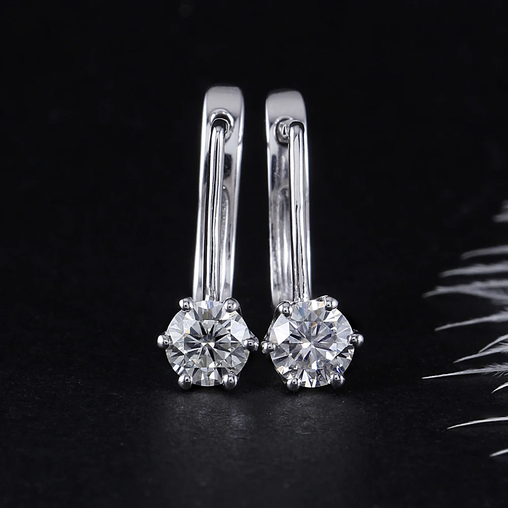 DovEggs Стерлинговое Серебро 925 пробы 0.5CT 5 мм H цветной камень Муассанит Серьги-кольца для женщин хорошее ювелирное изделие классический зажим
