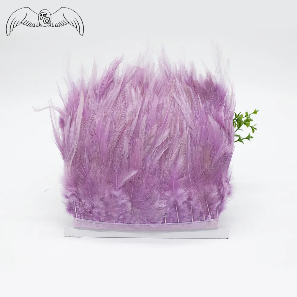 light purple 10 ярдов 8-15 см натуральный Hackle куриное перо отделка петух перо лента бахрома для платья/юбки/ремесла DIY аксессуары - Цвет: light purple