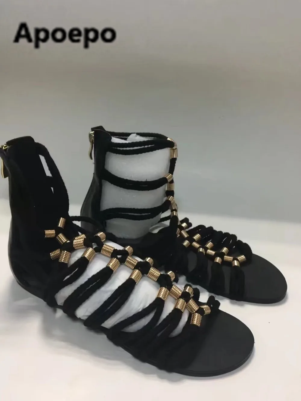 

Newest brand women shoes flats summer sandals fashion mixed colors string bead shoes women zipper women sandals Female summer