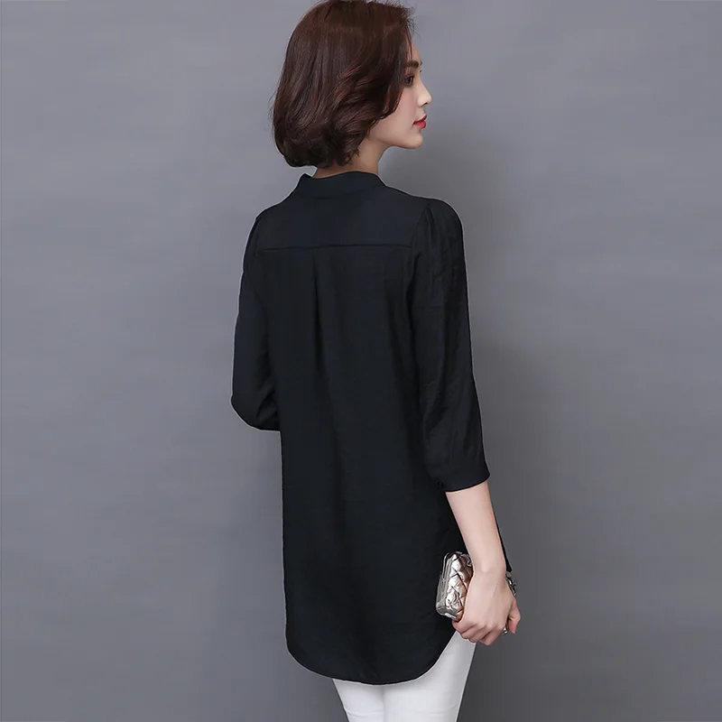 Женская блузка рубашка хлопок лето 209 новая мода свободная плюс размер женская с