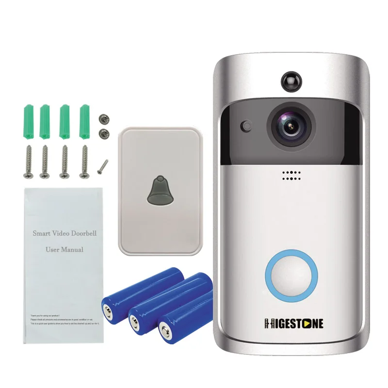 Higestone WiFi смарт-видео, дверной звонок ip-камера Кольцо Дверной звонок двухстороннее аудио беспроводное приложение управление iOS Android Батарея - Цвет: Chime 3pcs Battery