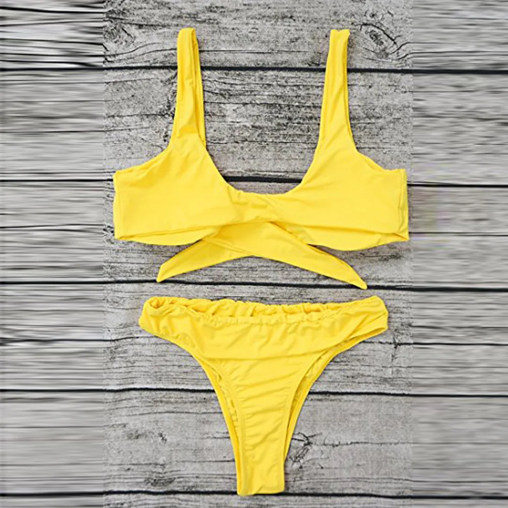 Женский купальник для беременных и женщин однотонный бикини с бантом пляжная