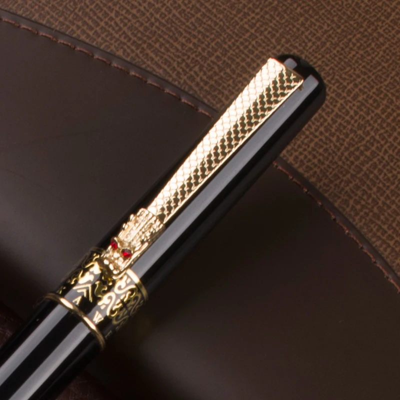 Шариковая ручка DIKA WEN классический черный дракон Красный Кристалл глаза перьевая