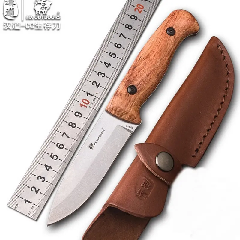 HX OUTDOORS CC AUS-8 сталь, палисандр ручка, тактический нож для выживания, Прямые ножи джунгли, высокопрочный нож, кожаная оболочка