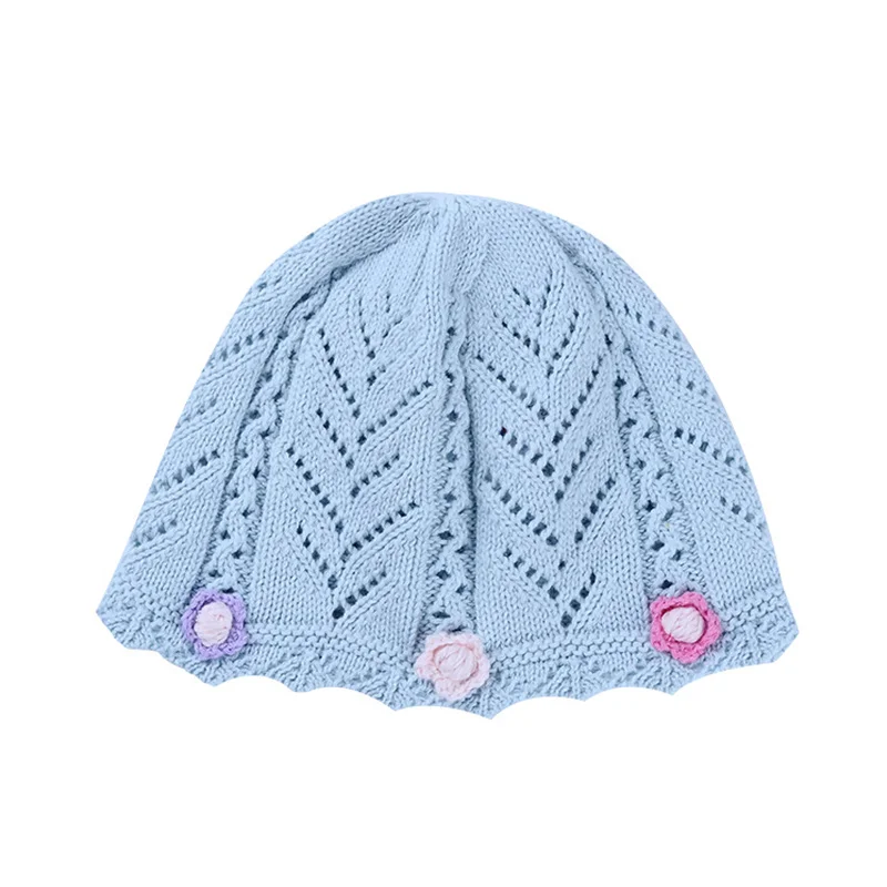 Осенняя шапка для маленьких девочек с цветочным узором вязаная шапочка