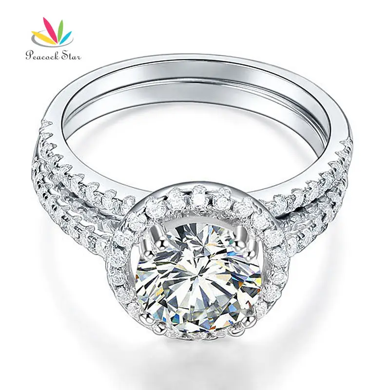 Набор серебряных колец с павлином и звездой 2 карата