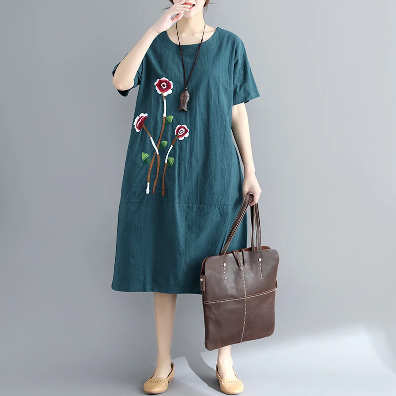 Мода 2018 новые летние женские платья с вышивкой повседневные хлопковые льняные